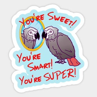 Daily Attitude Affirmations African Grey Parrot Image Sticker